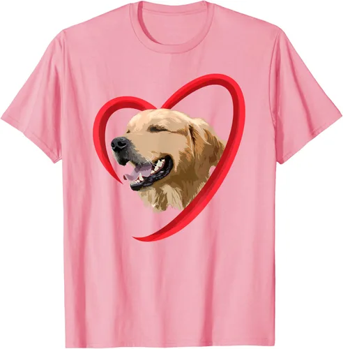 Vista 30 de Golden Retriever Corazón, regalo para ella, camiseta del día de San Valentín, Negro
