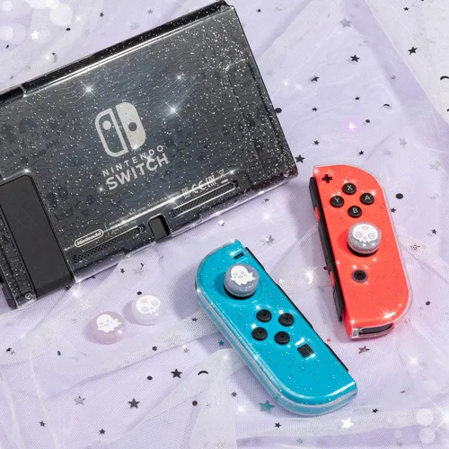 Vista 7 de BelugaDesign Ghost Thumb Grips Tapas de botón de agarre con purpurina gótica de Halloween Compatible con Nintendo Switch Standard Lite OLED