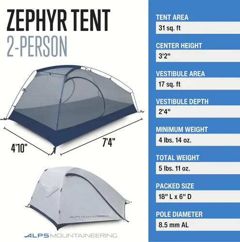 Vista 2 de ALPS Mountaineering Tienda Zephyr para 2 personas
