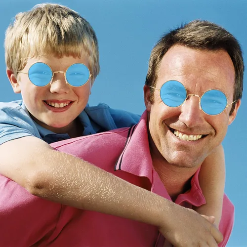 Vista 3 de Skeleteen Gafas hippie Blue Circle Gafas de sol hipster estilo azul de los años 60 1 par