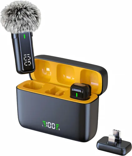 Vista 14 de Micrófono Lavalier inalámbrico para iPhone 16 - Micrófono de teléfono USB C para grabación de video con reducción de ruido, mini micrófonos 35H