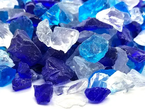 Vista 17 de (5 libras de mezcla de cobalto y azul de primera calidad, para interiores y exteriores, vidrio de fuego triturado para interiores y exteriores