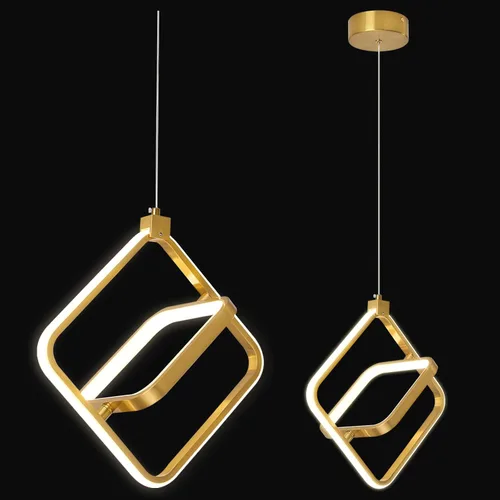 Vista 19 de Lámpara LED moderna con anillo dorado, lámpara colgante de 4000 K, regulable en altura ajustable, iluminación colgante para comedor, cocina, isla
