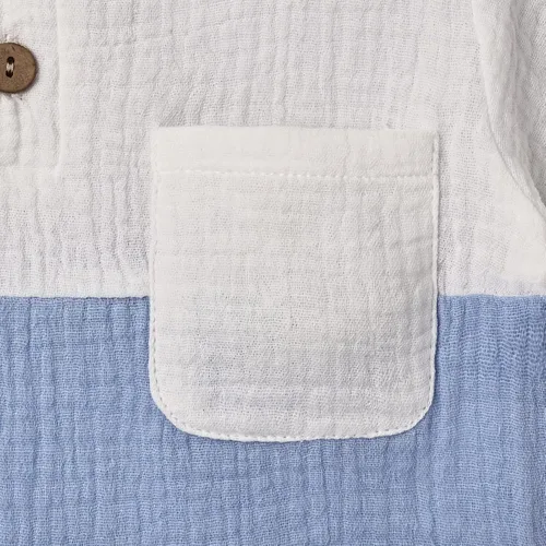 Vista 5 de Ropa para bebé niño y niño, pantalones cortos de verano, conjunto de camiseta de retazos con bolsillo, pantalones cortos de 12 meses a 4 años