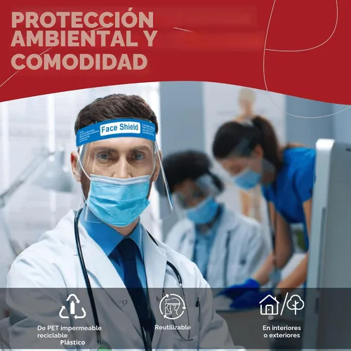 Vista 5 de Medical Nation Protector Facial 10 Unidades Protectores Faciales de Plástico Transparente para Mujeres, Hombres y Niños, Antiempañamiento