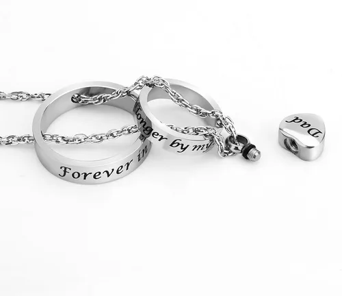Vista 3 de XIUDA Collar de urna para cenizas No Longer by My Side, Forever in My Heart Tallado Locket Collar de cenizas cremadas