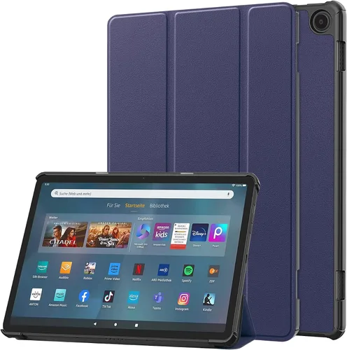 Vista 26 de Funda tipo folio con tapa para tablet Fire Max 11, ajuste delgado, de piel sintética de alta calidad, parte trasera dura, con función de apagado