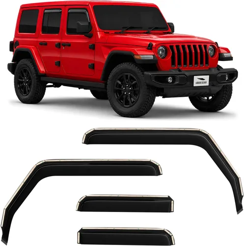 Vista 8 de Voron Glass Protectores de lluvia en canal para Jeep Wrangler JK 2007-2018 Para Wrangler JK 07-18