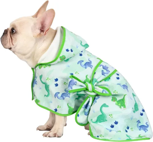Vista 18 de HDE Bata de baño para perro, súper absorbente, de secado rápido, para cachorros, ajustable, con capucha, para perros tallas S-XXL con patos de goma