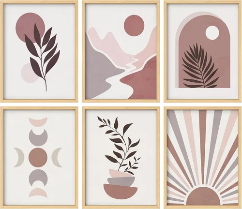 Vista 68 de Juego de galería de collage enmarcado para pared, diseño de plantas de flores de William Morris, ilustraciones de naturaleza silvestre, moderno