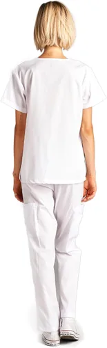 Vista 2 de Dagacci - Juego de uniformes médicos para mujeres y hombres, camisa y pantalón quirúrgicos