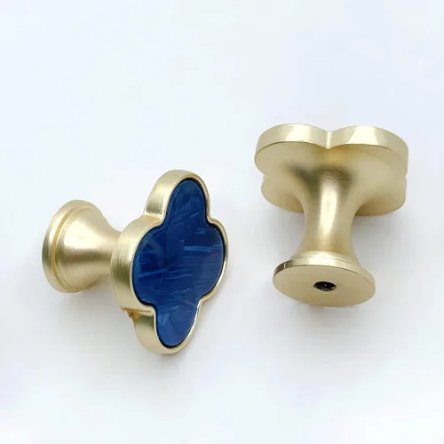 Vista 8 de 6 piezas de manijas de pomo de trébol de cuatro hojas de latón, pomos dorados para gabinetes, cajones, cómodas, muebles, cocina, armario, baño