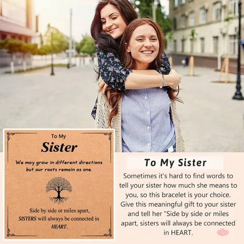 Vista 2 de UPROMI Regalos para hermana maestra, pulsera del árbol de la vida para mujer