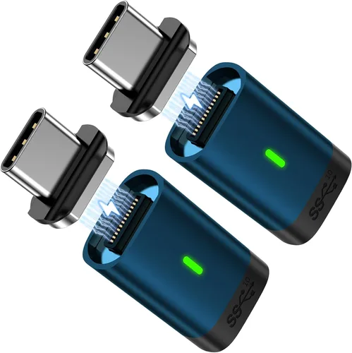 Vista 9 de Adaptador magnético USB C, conector tipo C de ángulo recto, carga rápida PD de 120 W, velocidad de transferencia de 480 Mbps, compatible