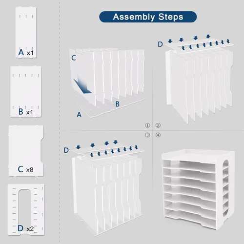 Vista 8 de SONGWAY Organizador de archivos grande para escritorio, soporte de almacenamiento de papel de tamaño legal de 8 niveles, clasificador de archivos