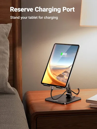 Vista 4 de Soporte para Tablet UGREEN Compatible con iPad Soporte de Escritorio Ajustable Base de Aluminio Más Gruesa Compatible con iPad Pro Air Mini 13 12.9