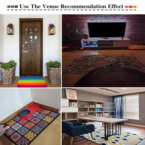 Vista 7 de Alfombras modernas de mediados de siglo cincuenta, colores retro atómicos sin costuras, alfombra de pasillo para exteriores, antideslizante, área