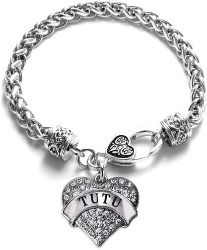 Vista 49 de Pulsera de plata con dije de corazón pavé con joyas de circonita cúbica