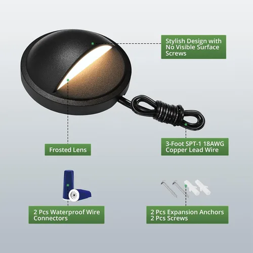 Vista 5 de GKOLED Luces LED de Cubierta de Bajo Voltaje, Luz de Barandilla de Escalón de Paisaje con Chips LED Integrados de 2W, Accesorios de Iluminación