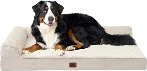 Vista 18 de EHEYCIGA - Cama ortopédica para perros de tamaño mediano, cama de espuma viscoelástica para perros, color beige Small Dog Sofa with Washable