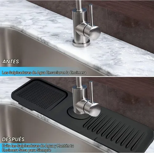 Vista 6 de Protector contra salpicaduras de silicona para fregadero, accesorios para fregadero Negro