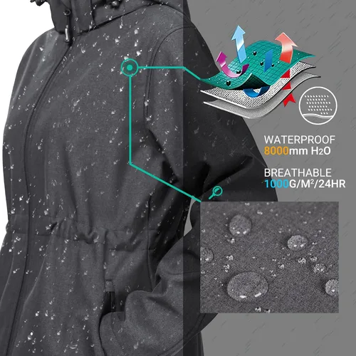 Vista 5 de Outdoor Ventures Caria Softshell - Cortavientos con capucha y forro polar para mujer