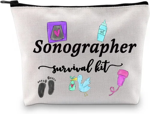 Vista 8 de GJTIM Kit de supervivencia para ecografista, regalo para radiólogo, bolsa de maquillaje con cremallera para ultrasonido, bolsa de maquillaje