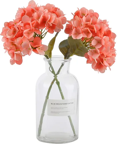 Vista 9 de Flores artificiales de hortensia, 6 ramos de hortensia de 14 pulgadas para bodas, bricolaje, decoración del hogar, centros de mesa (azul verde)