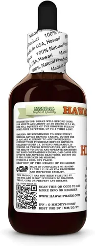Vista 3 de Hawaii Pharm Extracto de hibisco sin alcohol, glicerita para apoyo antioxidante, promueve la circulación, apoya la vitalidad cardíaca, mejora