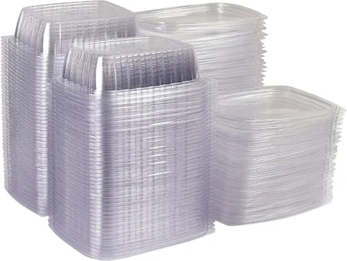 Vista 16 de ECO PRODUCTS Contenedores de delicatessen compostables de 8oz transparentes rectangulares con tapas, paquete de 100, para preparación de comidas