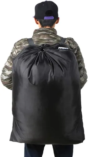 Vista 3 de Paquete de 2 mochilas para lavandería, 27 x 34 pulgadas, bolsa de lavandería resistente con correas para el hombro, cierre de cordón, mochila