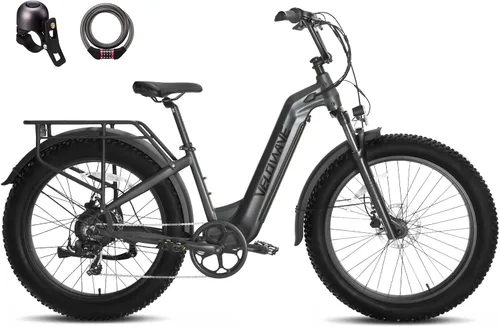 Vista 9 de VELOWAVE Bicicleta eléctrica de 26 pulgadas con neumático grueso Ebike eléctrica para adultos con 750 W (pico 1000 W) motor sin escobillas 48 V 15