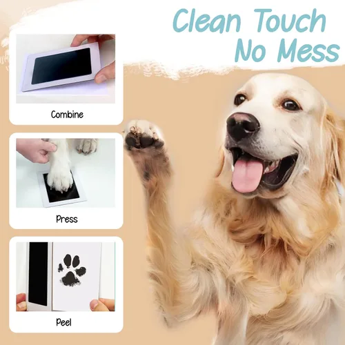 Vista 5 de Kit de huellas para perros y gatos, kit de huellas y manos de bebé sin tinta, kit de impresión de nariz de perro, kit de almohadilla de tinta