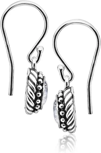Vista 3 de JEAN RACHEL JEWELRY Aretes colgantes de plata de ley 925 para mujer, diseño vintage de cuerda con circonita cúbica, hipoalergénicos, sin plomo ni