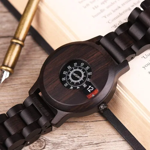 Vista 4 de BOBO BIRD Mens único moda clásico casual retro madera relojes lujo marca cuarzo relojes