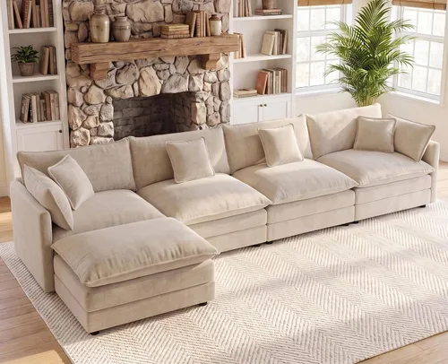 Vista 98 de 76.7" Cloud Couch for Living Room, Deep Seat Loveseat Sofa, Beige Breathable Chenille, 2-Seats Couch for Apartment Small Spaces, Pocket Spring