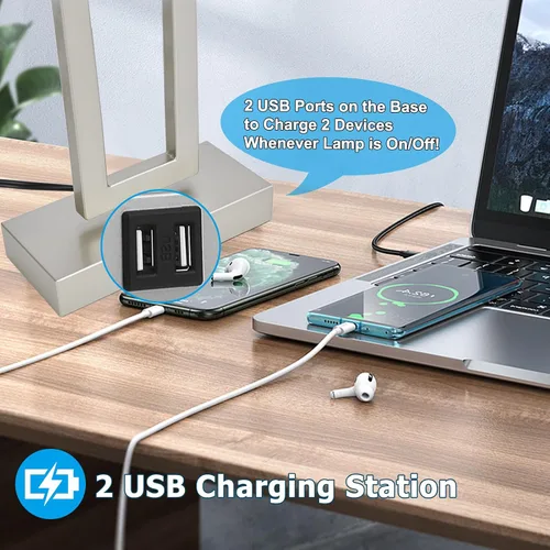 Vista 3 de BrightWe Juego de 2 lámparas de mesa para dormitorio, lámparas de mesa de control táctil con 2 puertos USB, lámparas de mesita de noche regulables