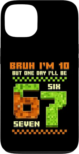 Vista 7 de Bruh I'm 10 But One-Day I'll Be 67 Retro 10th Birthday Kids Case for iPhone XR