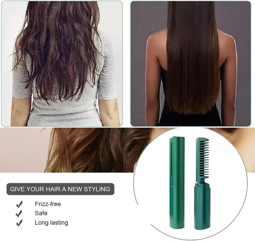Vista 3 de Peine de peluquería de cerámica, cabello suave, sin encrespamiento en cualquier momento y en cualquier lugar, domina el encrespamiento y alisa tu
