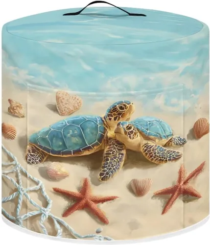 Vista 29 de Suobstales Cubierta para aparato con estampado de estrellas de mar de playa, cubierta antipolvo, funda portátil para olla a presión con bolsillo