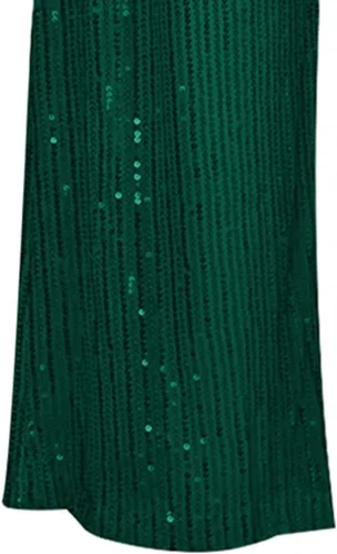 Vista 3 de Conjunto de ropa para mujer, con lentejuelas, manga larga, con botones, blusa, brasier, pantalones, fiesta, club, noche