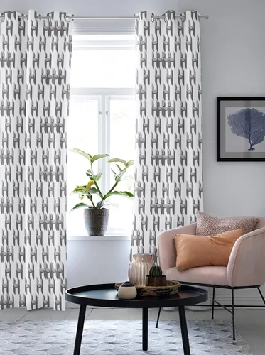 Vista 5 de Libaoge Curtains Panels for Kitchen Letter H Geometric Pixel Style Modern Window Curtains Light Filtering Grommet Top Drapes for Bedroom Closet-Set