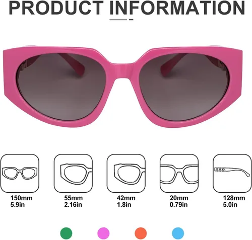 Vista 5 de Gafas de sol vintage Cateye para mujer, marco grueso, modernas, elegantes, perfectas para ocasiones al aire libre