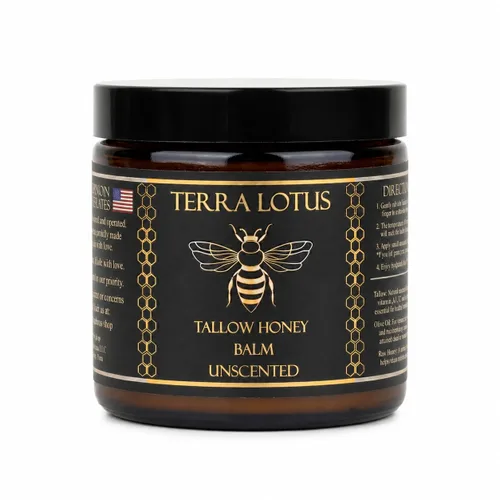 Vista 11 de Terra Lotus - Bálsamo de Sebo de Res Orgánica Alimentada con Pasto con Miel Cruda - Crema Hidratante para Piel Suave y Tersa - Hidratante Totalmente