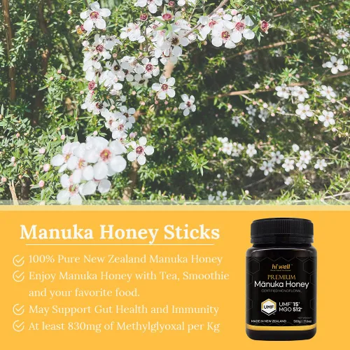 Vista 4 de Hi Well Premium Manuka Miel Certificado Monofloral UMF 15+ MGO 515+ 17.64 oz