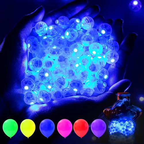 Vista 12 de AIKEI 50 globos de luz LED, mini bolas de luz, tiempo de espera prolongado, impermeable, luz LED para farol de papel, Pascua, Halloween, Navidad