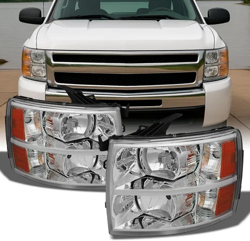 Vista 3 de Chevy Silverado Oe Reemplazo Bisel Negro Faros delanteros para chofer/par de lámparas para pasajero