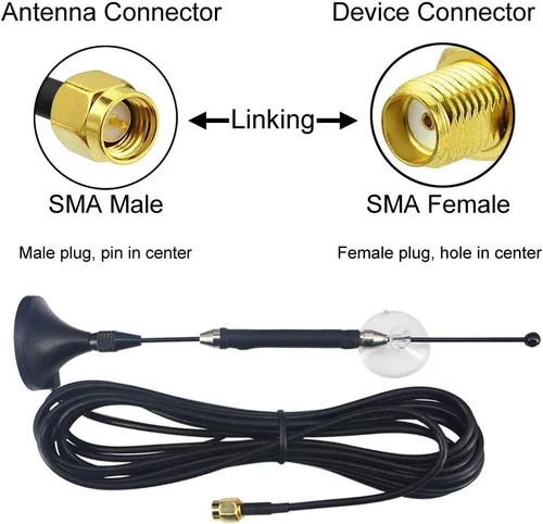 Vista 6 de Antena celular 4G LTE 10dBi SMA macho 698-960MHz 1700-2700MHz con base magnética Antena al aire libre RG174 3M para router inalámbrico WiFi