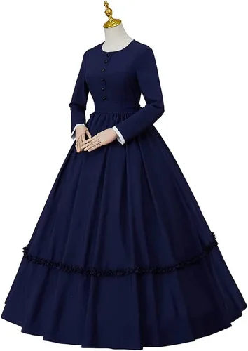 Vista 2 de CosplayDiy Vestido de guerra civil para mujer, disfraz victoriano de Dickens, vestido de baile de la Guerra Civil de los años 1860, disfraz
