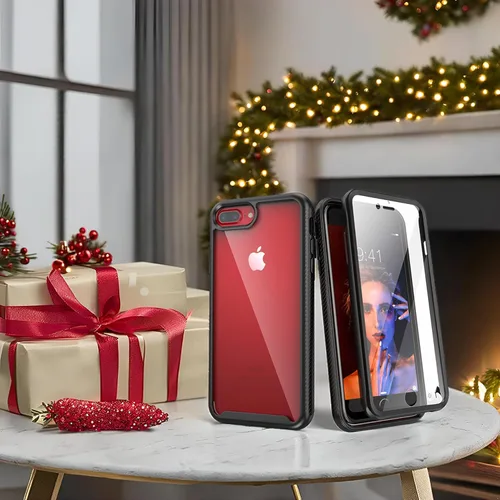Vista 2 de IDweel Funda para iPhone 8 Plus/7 Plus, carcasa resistente a prueba de golpes con protector de pantalla integrado, funda híbrida resistente a